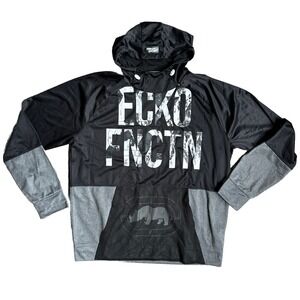 ECKO FUNCTION Mens Hoodie Black Gray Rhino Logo Pullover Size 2XL Streetwear Y2K